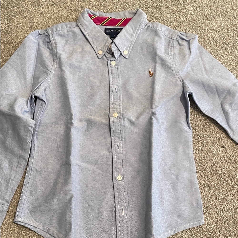 Ralph Lauren Light Blue Button-Down Oxford Shirt girls size 6